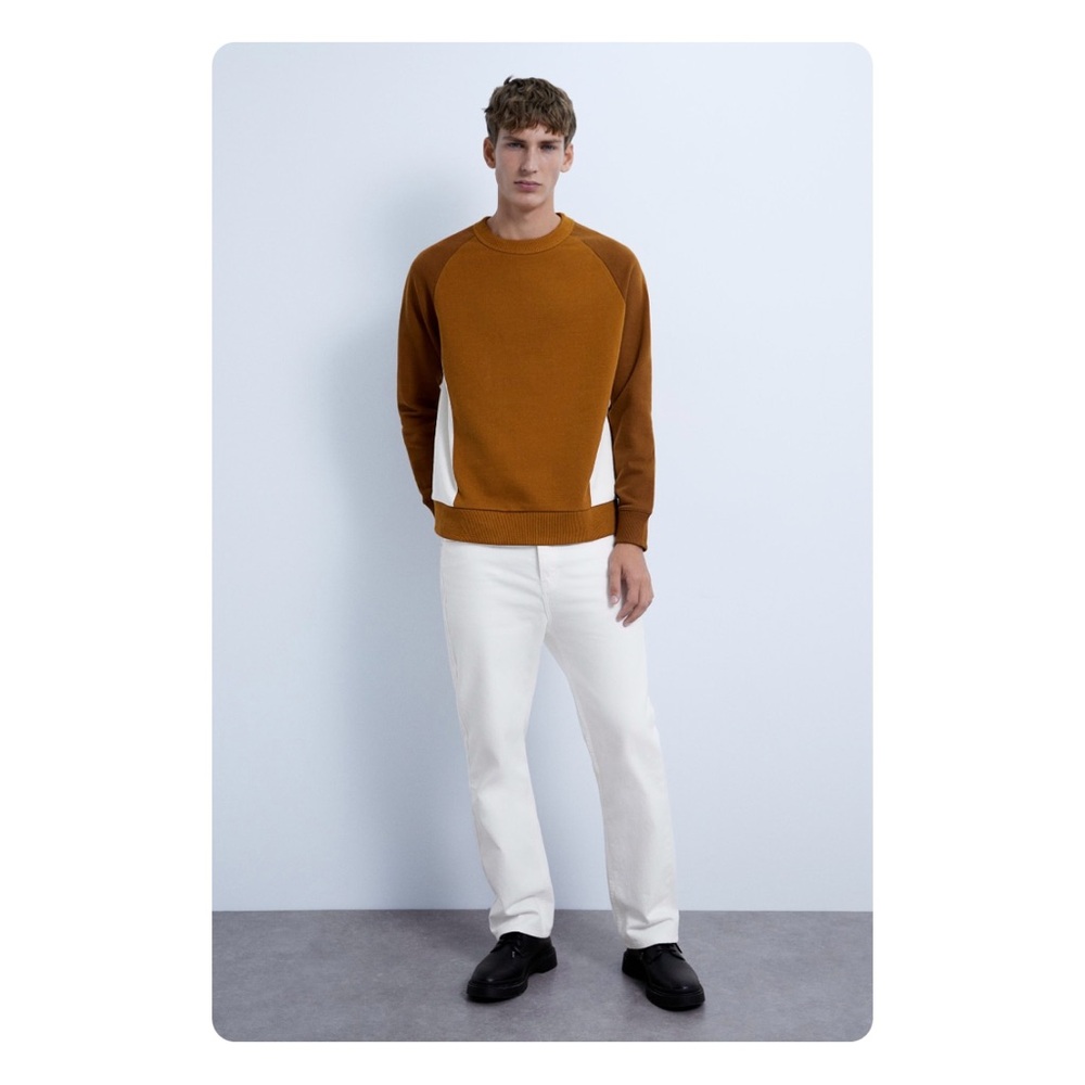 Zara Basic Colorblock Sweatshirt - Dark Mustard/ … - image 1